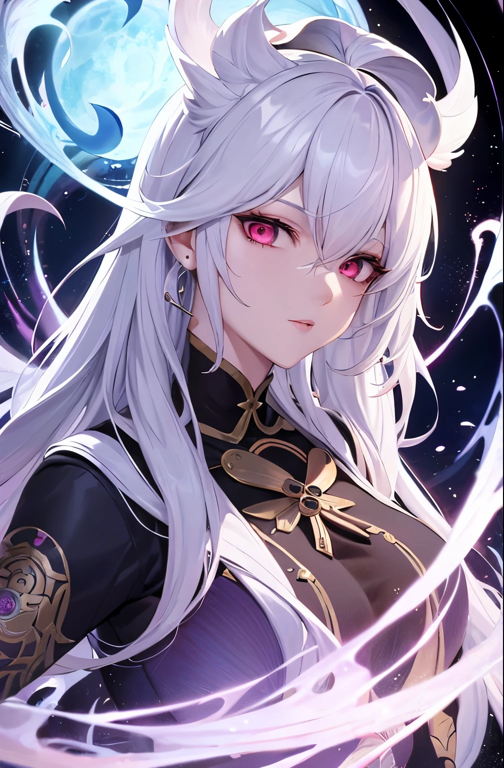 Close-up of a white-haired woman, beautiful figure painting, Guwiz, Gouviz style artwork, white-haired god, Yang J, epic exquisite character art, stunning character art, Fan Qi, Wu Zhun Shifan, Guviz in pixiv art station, upper body closeup. Large aperture