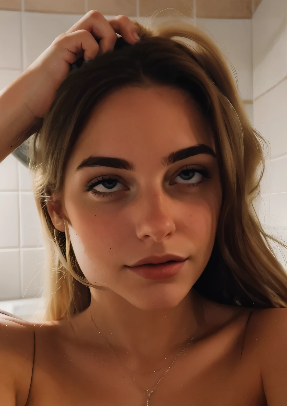 Long blonde hair, in the bathroom, 8K