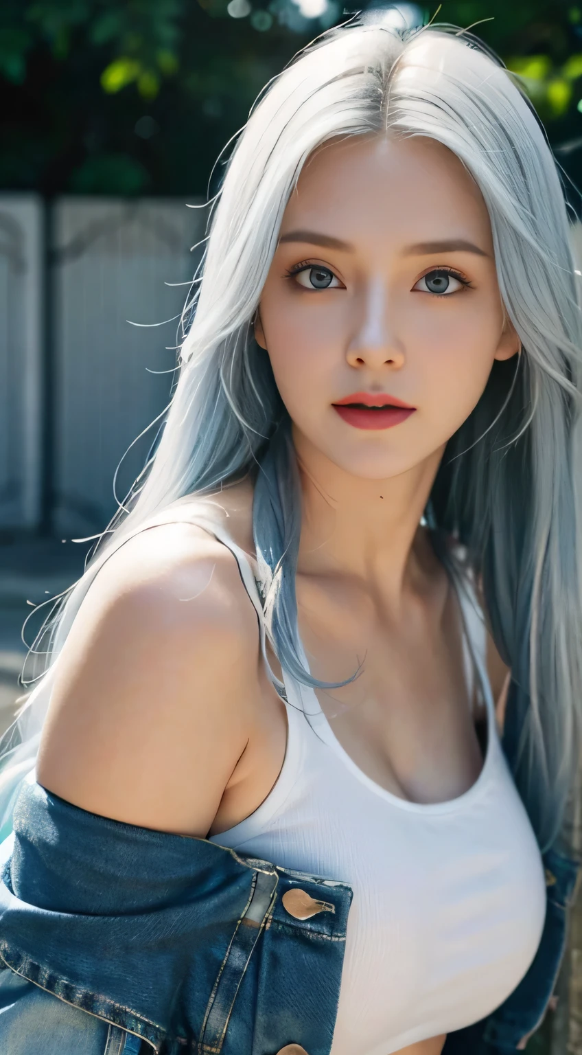 (mackerel), (nonsense), (best quality), (high quality), (masterpiece), 1 female, \(genshin impact\), long hair, big breasts, eyes 한쪽 위의 머리카락, single braid, eyes 무지개, naked, arms raised, holding hair, cut below chest, elbow gloves, slim body, squatting while peeing, in front of people, tassel earrings, fancy, outdoors, storm, big blue eyes, eyeing, ice , silver hair
