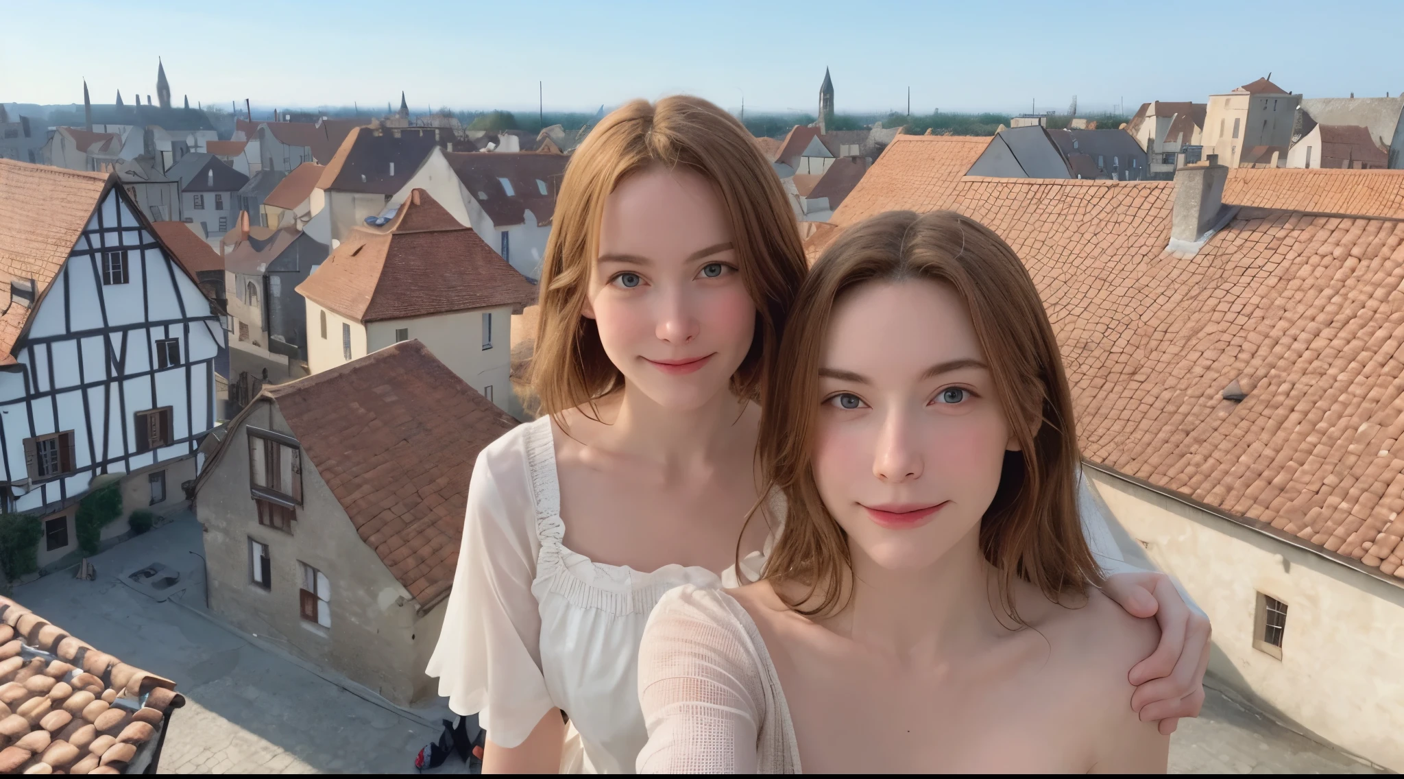 Nice face,European Middle Ages,Roof background