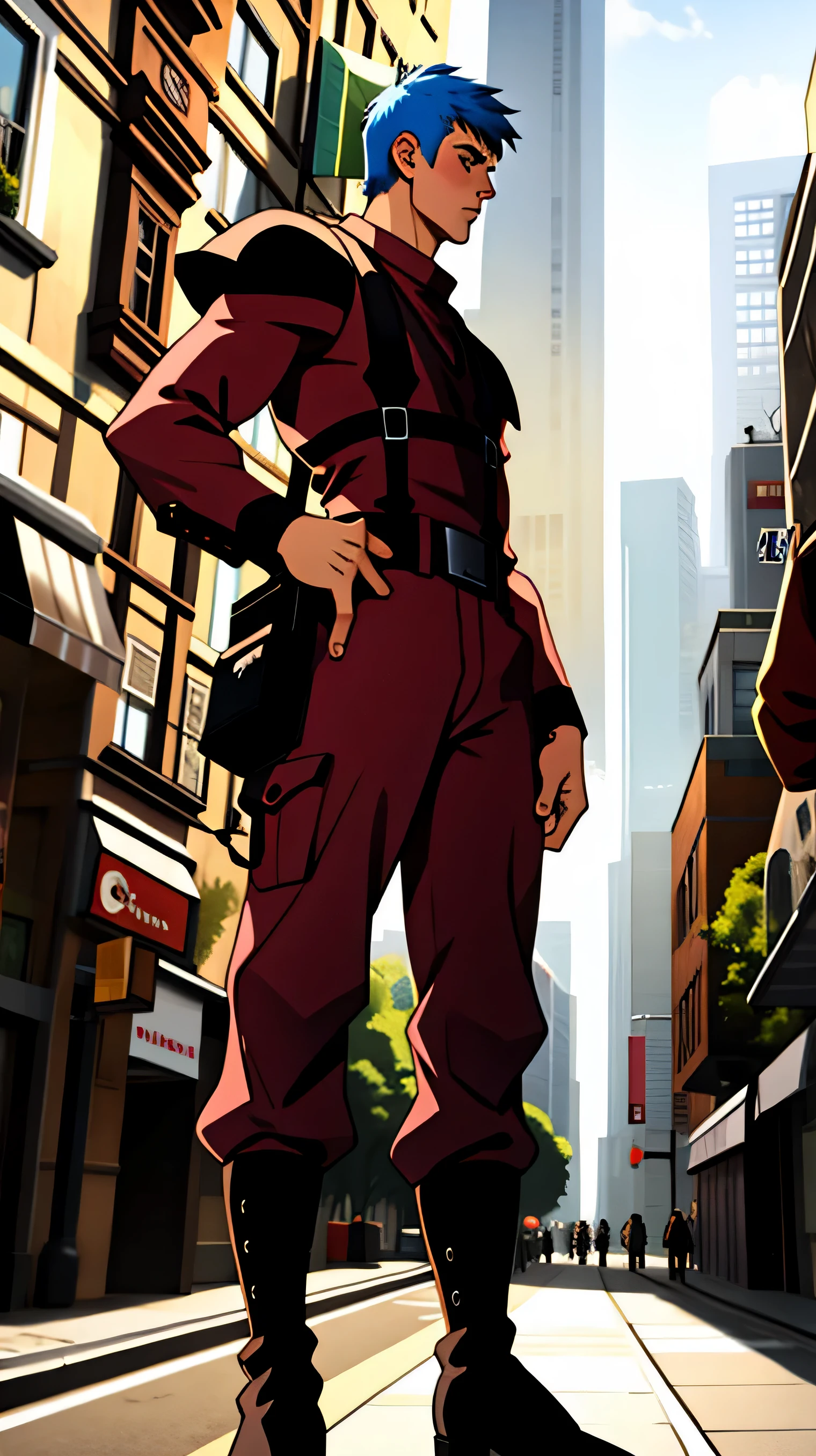 (hyper extreme detailed),(masterpiece),(hyper extreme),(realistic),cg,Lastration,novel iLastration,cool pose,place one foot on the scrap.,point the muzzle upward,have a handgun,alone,wild,Chirico_Cubie,full body photo,