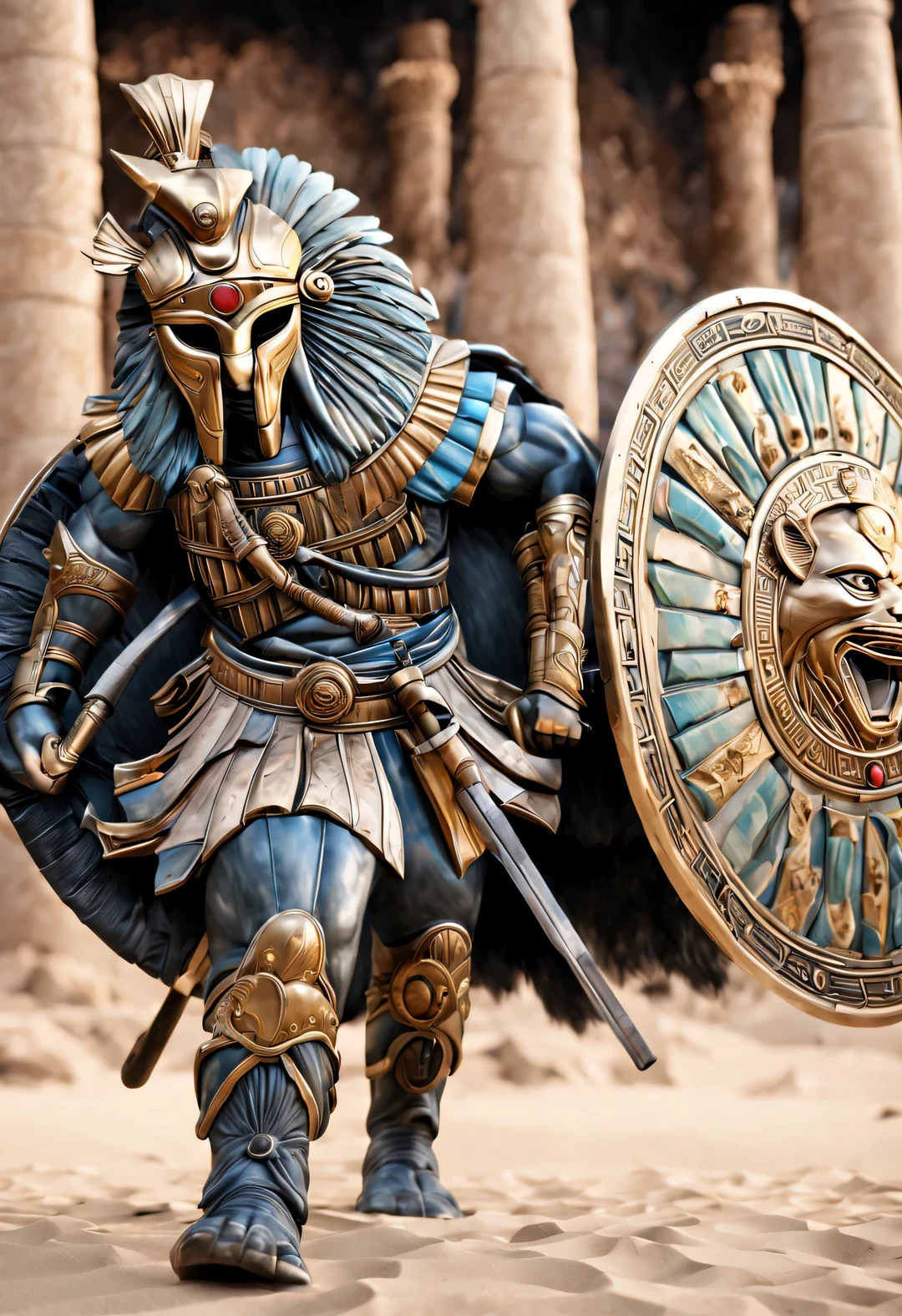 3D rendering(在华丽的纯金国王宝座的Round shield:1.37),(Round shield)(Very clear engraving:1.2),Comes with thick wrist strap,Shang and Zhou shields,Mostly used in vehicle combat and infantry combat,(gold)shaped like a rectangle,The front has a bronze shield and a lion' facing,Is a fierce and terrible enemy。(background:全息gold华丽宝座),side angle,photography,close-up photo,,Beadwork,sculpture,Egyptian painted pottery,Laurent Baheux,Strong atmosphere,Unreal Engine,octane rendering,V-Ray,UE4,high detail,super high quality,high resolution,Surrealism,Surrealism,16K,