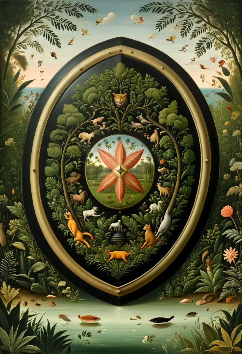 Epic Shield, by Henri Julien Félix Rousseau, enhance, intricate, (best quality, masterpiece, Representative work, official art, Professional, 8k)