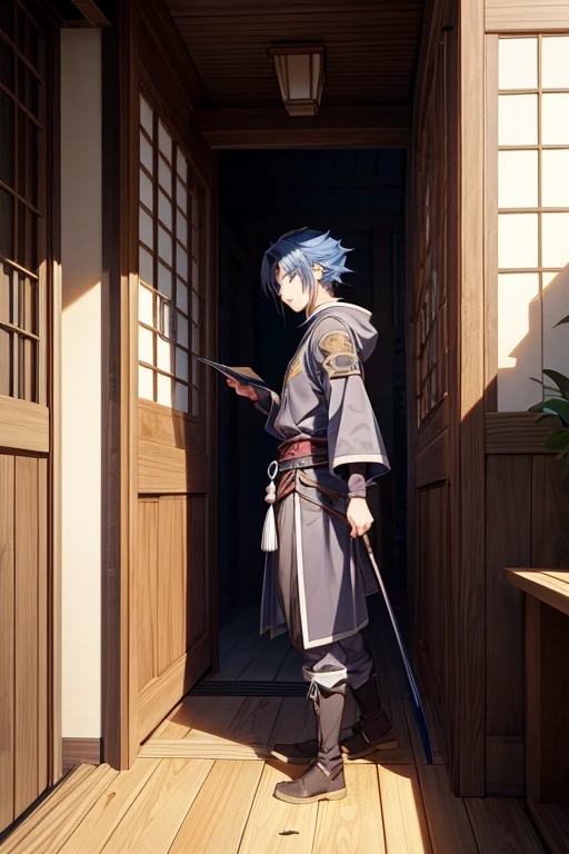 There are many people standing at the door of the building, Mushoku Tensei, Screenshots from animated movies, Anime stills animation style, anime film still, Kuro anime screenshots, anime scene, Shen Haicheng, in animated movies, animation stills, opening scene, japanese feudal background, In animation《erg》curly