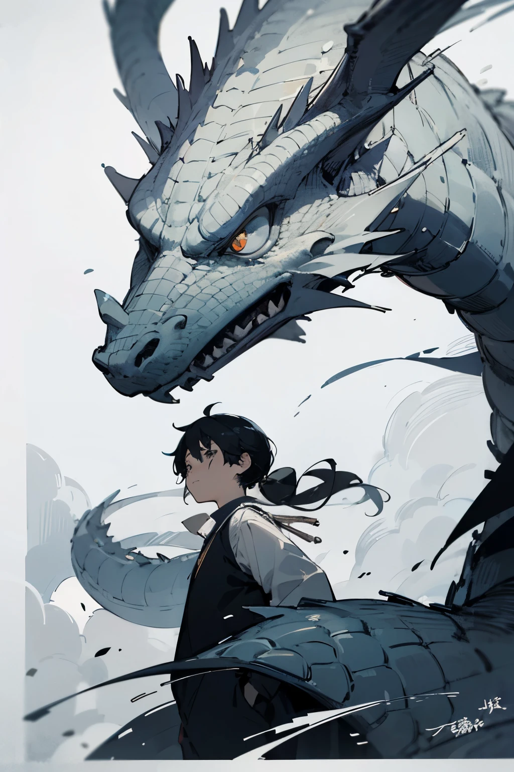 dragon,dragon、character,black and white image、male、comics,可愛いcharacter,monotone,Manga,simple,Handwriting style,simplicity