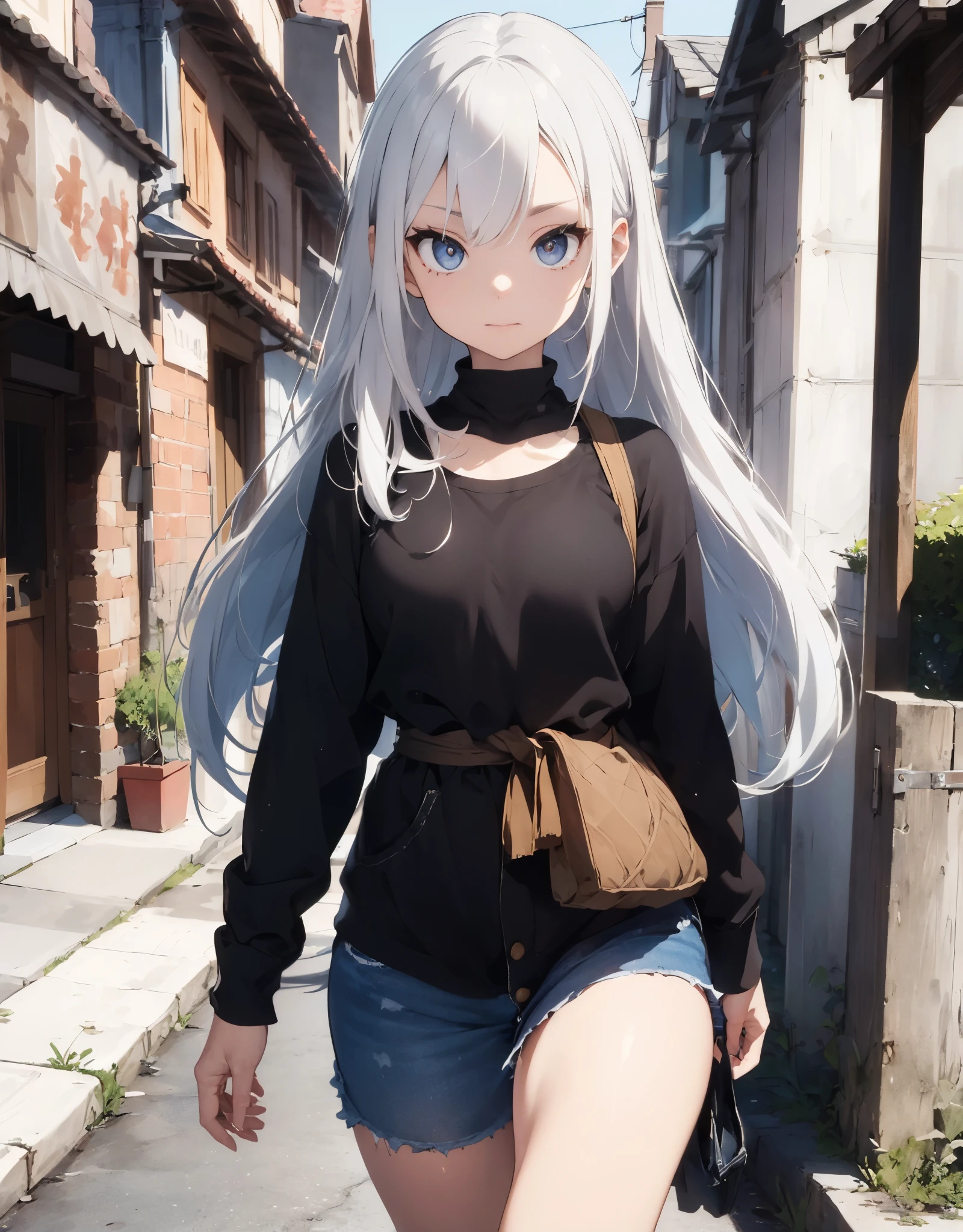 ((best quality)), ((masterpiece)), (detailed), perfect face, white hair, big eyes, girl, fit, medium , full body, long hair, ((full body picture))