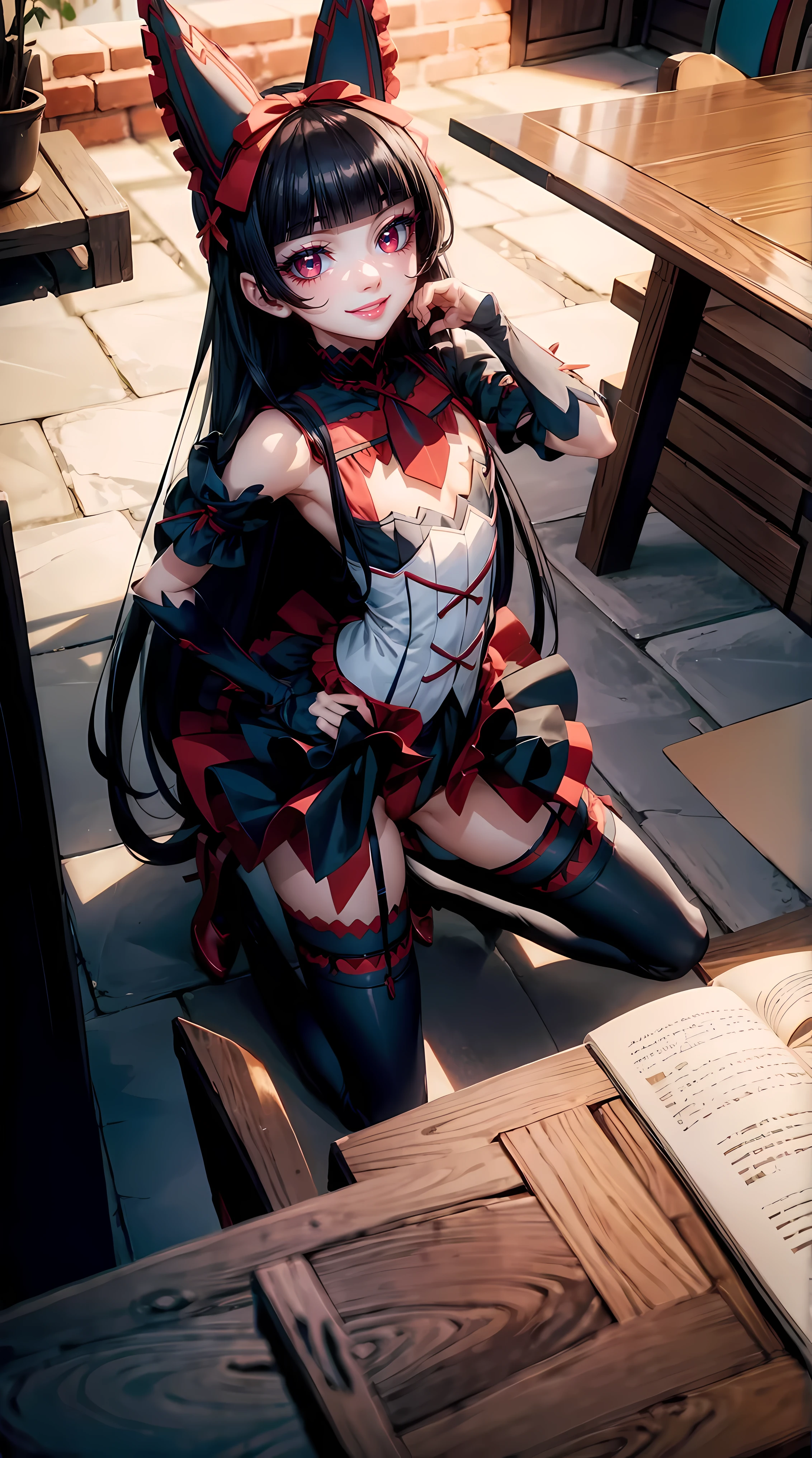 Rory Mercury, Rory Mercury, Black hair, blunt bangs, hime cut, hair ornament, black lipstick, very long hair, Pretty face, makeup, (small chest:1.2), (red eyes:1.5), BREAK Готическое нижнее белье, perfect body (small breasts:1.3) Hornny, Sexy, BREAK в полный рост, red shoes, BREAK Черные чулки, Черные перчатки BREAK, черные Hips, garter straps, gloves, gotik, Hair Bow, Detailed Gothic Fashion, puffy short sleeves, puffy sleeves, short sleeves, Hips, BREAK, teyvat, Court of Fontaine, Fontaine, BREAK смотрит на зрителя, BREAK (masterpiece:1.2), best quality, high resolution, Ultra HDR, Unity 8K wallpaper, (illustration:0.8), (beautiful detailed eyes:1.6), extremely detailed face, perfect lighting, Extremely detailed computer graphics, (perfect hands, Perfect Wrist, two arms, five fingers on the hand, red manicure, detailed fingers, perfect anatomy),