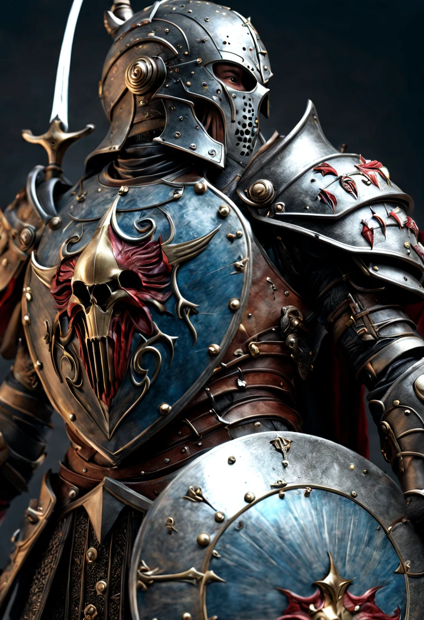 Shield Medieval Warrior Exquisite Shield Surreal Ultra HD，Anatomically correct，Super detail，high quality，High resolution masterpiece master art work