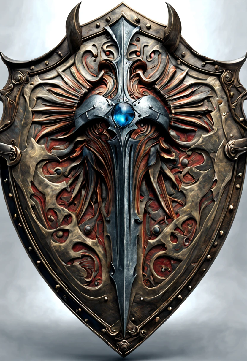 Shield Medieval Warrior Exquisite Shield Surreal Ultra HD，Anatomically correct，Super detail，high quality，High resolution masterpiece master art work