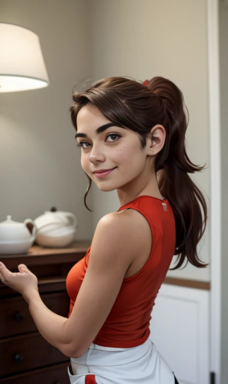Photo of a -old amean girl, .RAW, beautiful teenage girl, (Long brown hair with ponytail), light brown hair ponytail hairstyle((retrato)), ((Cara detallada:1.2)), ((Detailed facial features)), (Piel finamente detallada) , (Masutepiece) (proporciones perfectaotos realistas)(La mejor calidad) (Detallado) fotografiado con una EOS R5 de Canon, Lente de 50 mm, f/2.8, NffSW, (8k) (papel tapiz) (cinematic lighting) (Dramatic lighting) (sharp focus) (Enrevesado) senos medianos , pechos medianos , muchas pecas en mejillas y nariz , pecas en pecho, cuerpo completo , hermoso cuerpo de muje adolesente, lindo maquillaje , gran sonrisa , mujer delgada escultural , ropa de base ball , uniforme de base ball , foto de cuerpo completo