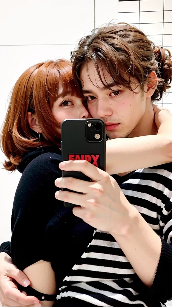 there is a man and a woman hugging and taking a selfie, 😭🤮 💔, julia caliente, they are in love, imagen de muy muy baja calidad, charli bowater y artgeem, Nick Silva e Ilya Kuvshinov, marca ariana, campaign as des garçon, por Gavin Hamilton, selfie enamorado, by Elena Guru
