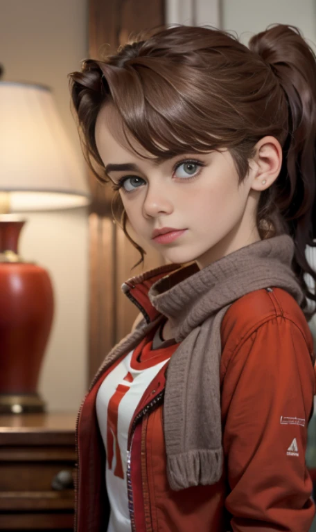 Photo of a -old Amean girl, .RAW, beautiful woman, (Long brown hair with ponytail), light brown hair ponytail hairstyle((retrato)), ((Cara detallada:1.2)), ((Detailed facial features)), (Piel finamente detallada), Pale skin , ojos azules , ropa de in invierno , chaqueta rojo tipo gabardina , guantes rojos 、Un sexy(cool color), humid, humid, Reflectoreasutepiece) (proporciones perfectaotos realistas)(La mejor calidad) (Detallado) fotografiado con una EOS R5 de Canon, Lente de 50 mm, f/2.8, NffSW, (8k) (papel tapiz) (cinematic lighting) (Dramatic lighting) (sharp focus) (Enrevesado) senos grandes , pechos grandes , pecas en mejillas , cuerpo completo , hermoso cuerpo de adolesente , posando sexy a la camara , posando de frente para la camara ,lindo maquillaje , gran sonrisa , labios abiertos , fondo variado