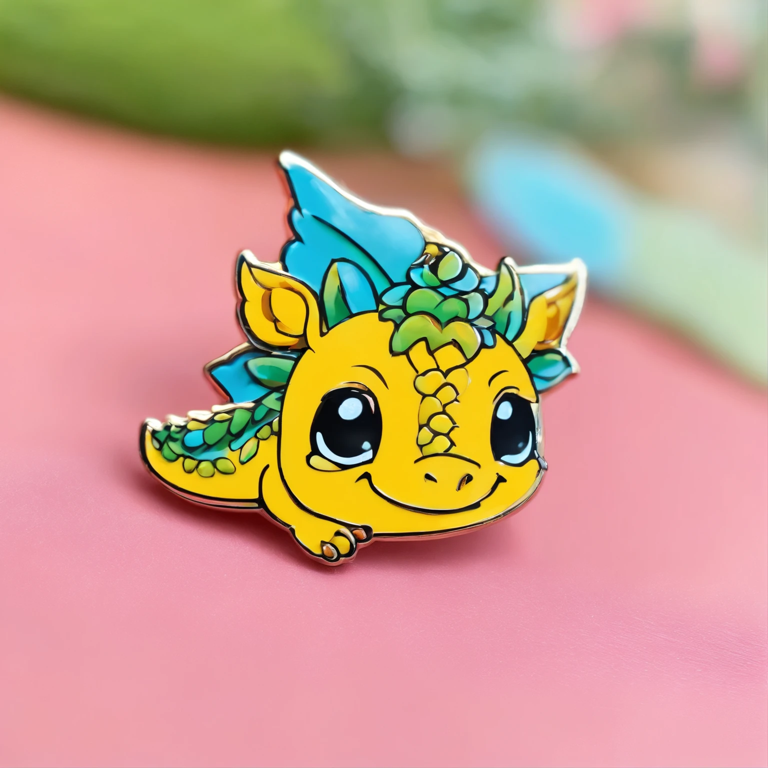 Pin; pins for accessories, colorful baby dragon, baby dragon pin, little kawaii colorful cute baby dragon, big eyes, with wings, big eyes, a tail and fins, simple pin