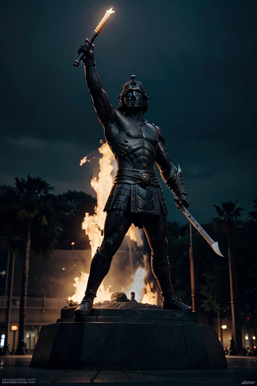 man statues warrior dark