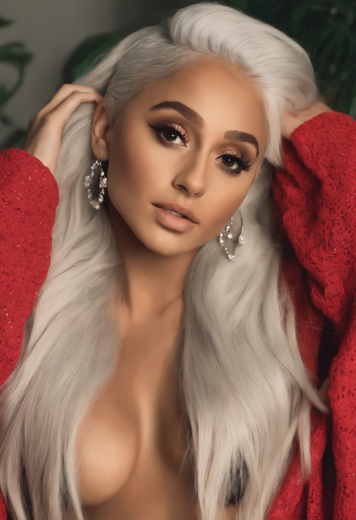 Ariana grande with white hair and bikini