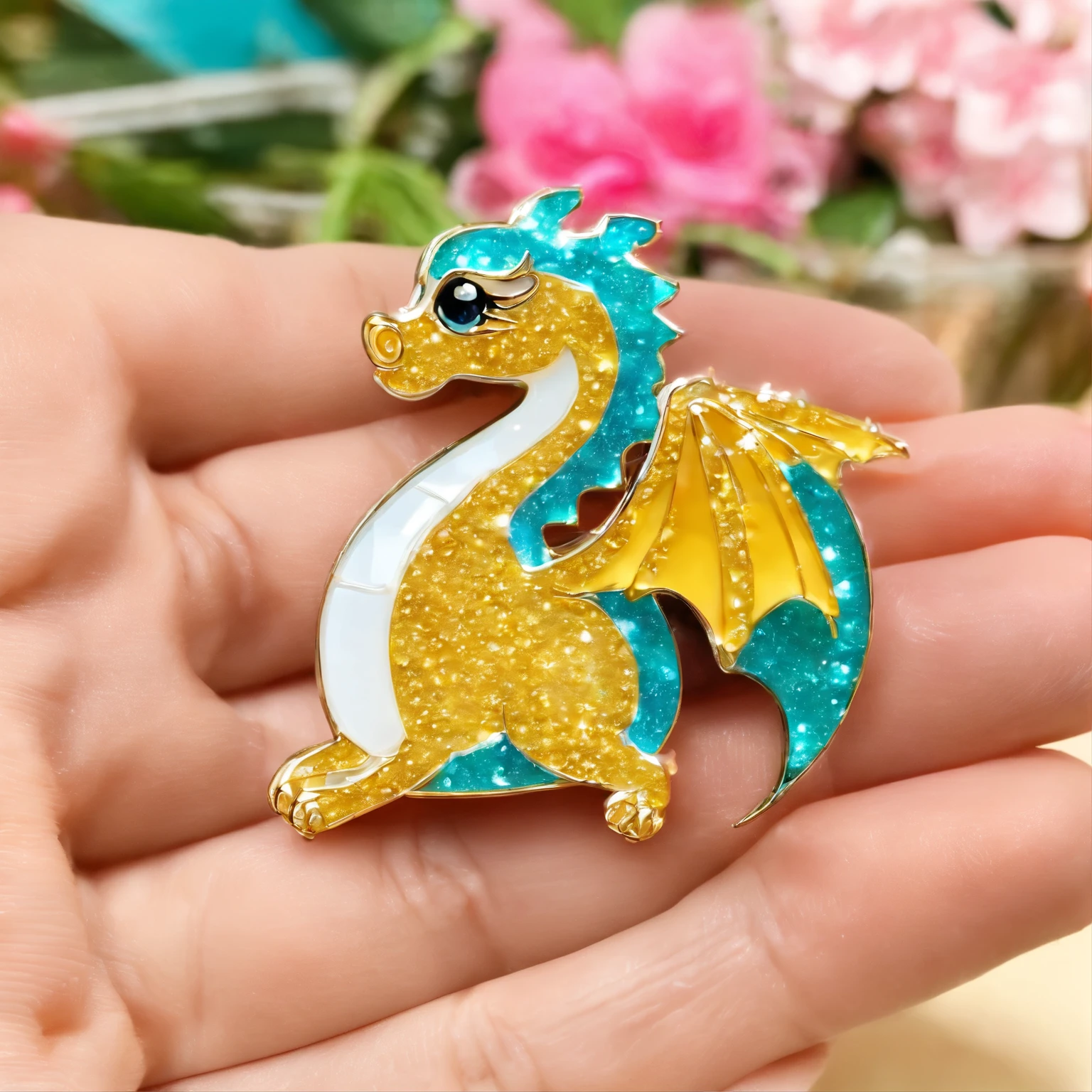 Pin; pins for accessories, crystal shining baby dragon, baby dragon pin, little kawaii, crystal shining cute baby dragon, big eyes, with wings, big eyes, a tail and fins, simple pin