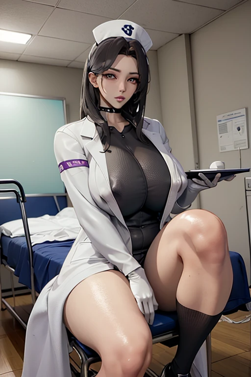 ,nurse uniform,hospital, latex nurse suit,nurses,busty,elbow gloves,labcoat,blackhair woman,grey eyes , gigantic ,medical instruments,asian nurse,two nurses,speculum,examination room,oversize , ,big ass ,strap on, lay on table ,legs spreaded,giving birth,gyno chair , dentist,Milf,latex,black uniform