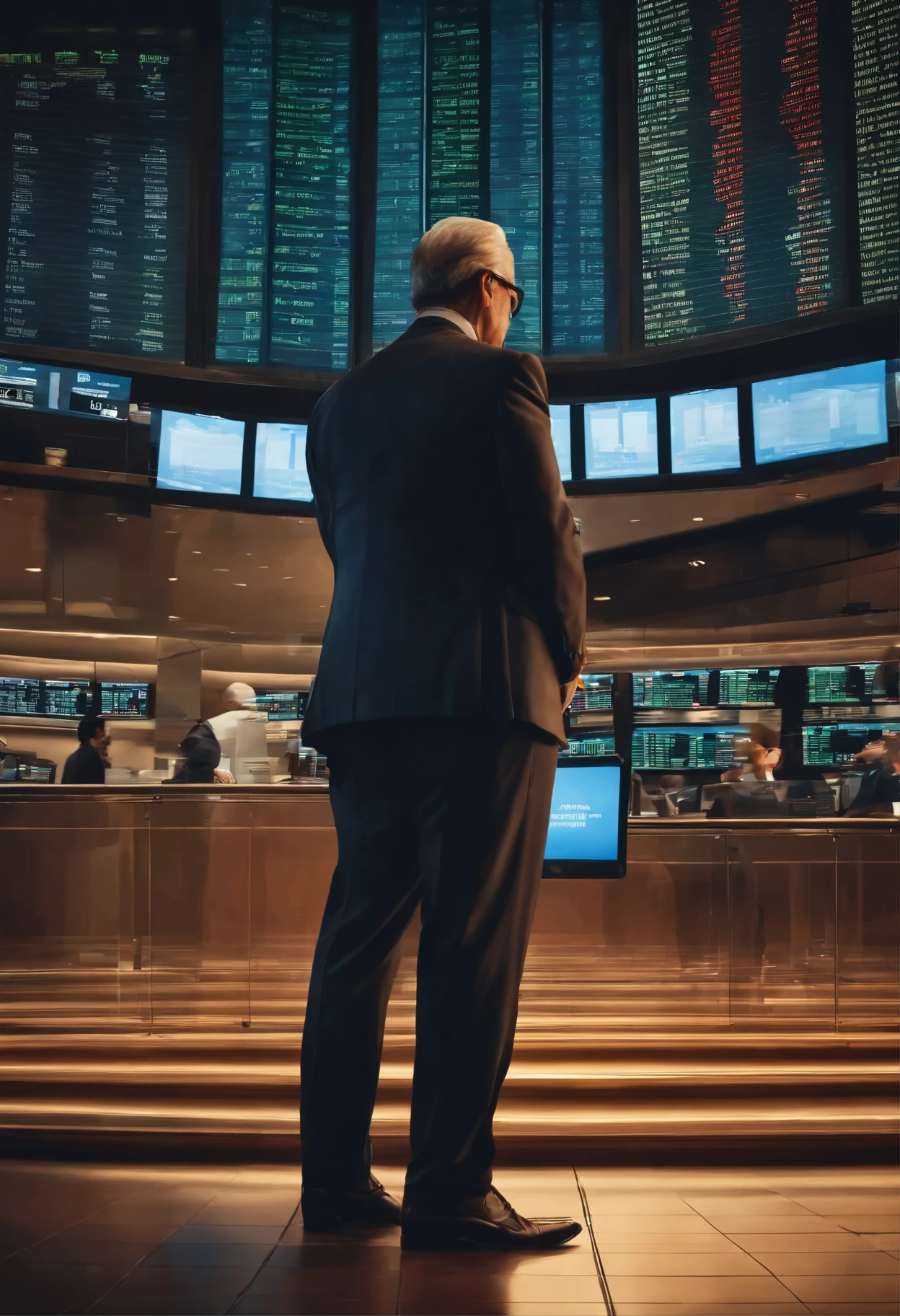 Geometric drawing of an investor on the stock exchange, photo, cinematic, 4k, ultrarealistic