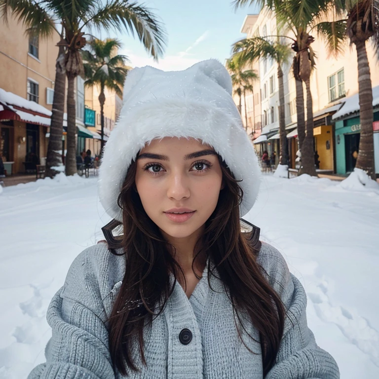 You give me the same woman in different places to upload stories on Instagram posts as if I were on winter vacation