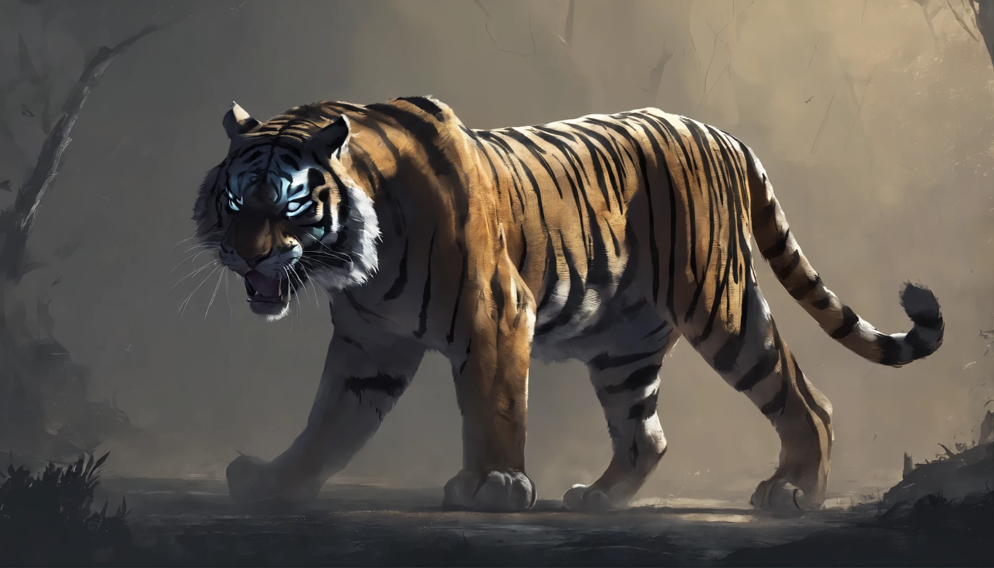 tiger huge black humanoid tiger.