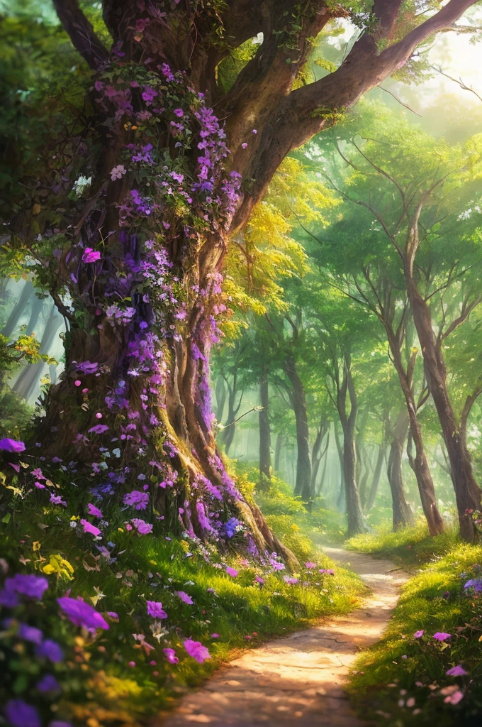 masterpiece, best quality, high quality,extremely detailed CG unity 8k wallpaper, An enchanting and dreamy scene of a fantasy forest, with towering trees, glowing mushrooms, and hidden fairy glens, creating a sense of mystique and enchantment, artstation, digital illustration, intricate, trending, pastel colors, oil paiting, award winning photography, Bokeh, Depth of Field, HDR, bloom, Chromatic Aberration ,Photorealistic,extremely detailed, trending on artstation, trending on CGsociety, Intricate, High Detail, dramatic, art by midjourney