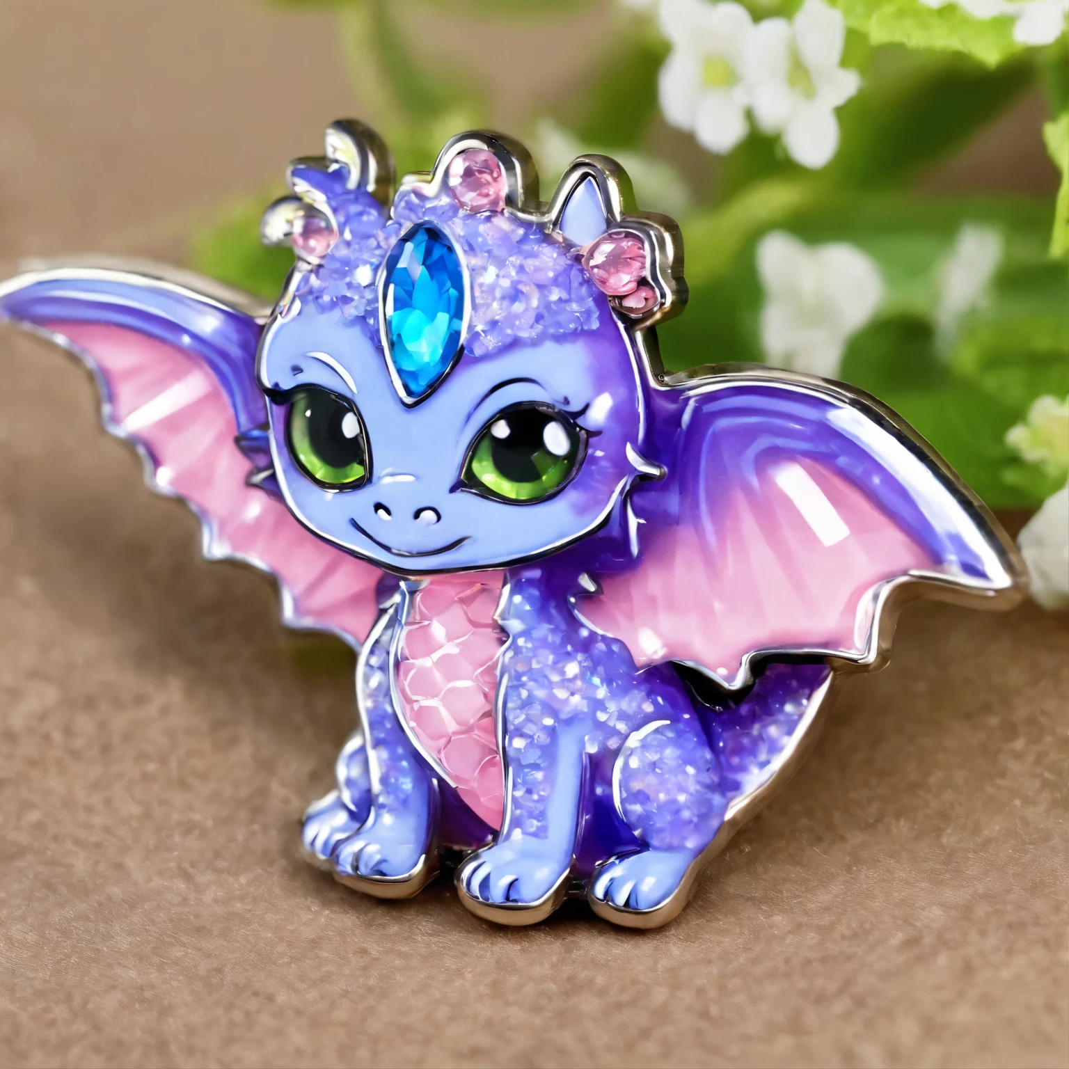 Pin; pins for accessories, crystal shining baby dragon, baby dragon pin, crystal shining cute baby dragon, big eyes, with wings, big eyes