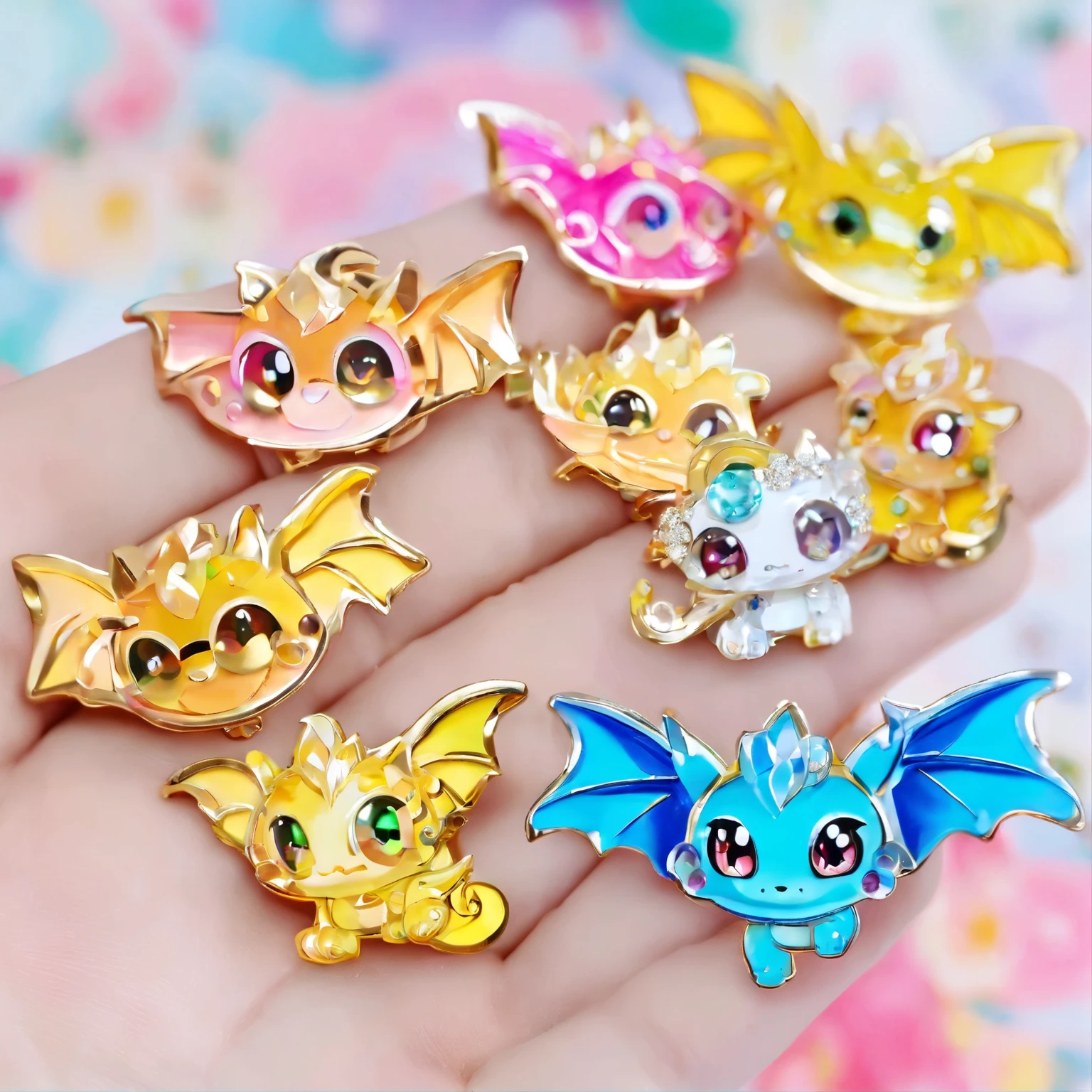 Pin; pins for accessories, crystal shining baby dragon, baby dragon pin, crystal shining cute baby dragon, big eyes, with wings, big eyes