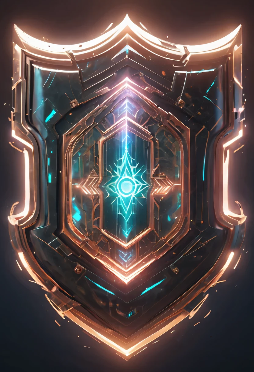 (Legendary Energy Light Shield:1.5)，liquid metal，Copper plate engraving，Sci-fi transparent ethereal shield，cyberpunk，Holographic projection，mechanical aesthetics，neon lights，laser light，fluorescence，glow effect，liquid metal，Copper plate engraving，Unreal Engine,