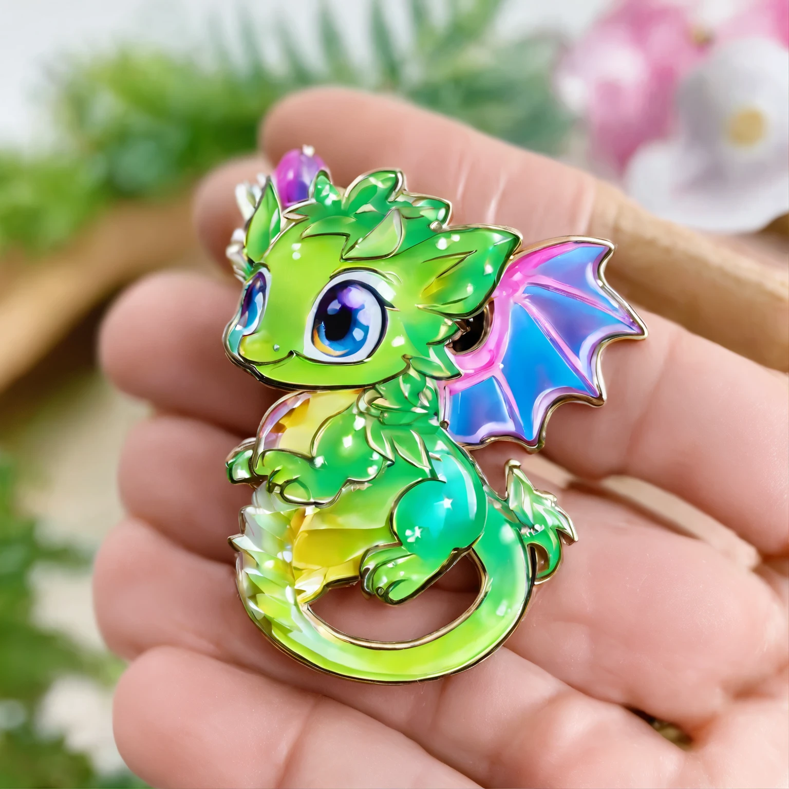 Pin; pins for accessories, crystal shining baby dragon, baby dragon pin, crystal shining cute baby dragon, big eyes, with wings, big eyes