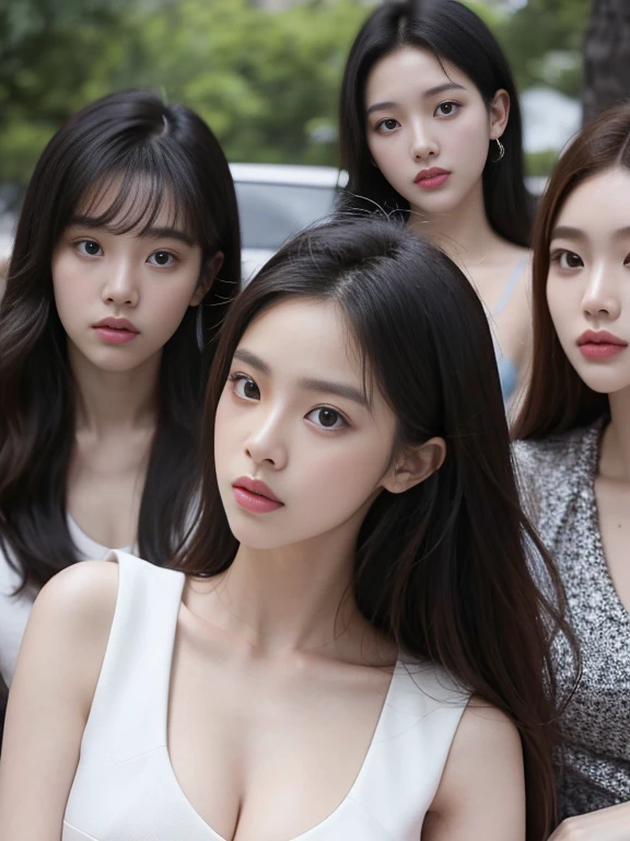 um close up de uma mulher com um vestido preto posando para uma foto, jennie blackpink, Gongbi, Parque Roseanne do Blackpink, jossi do blackpink, cindy avelino, Kiko Mizuhara, Lulu Chen, jisoo do blackpink, Ruan Jia Lindo!, Jamie Chung, atriz da Coreia, Sha Xi, gemma chen, jia