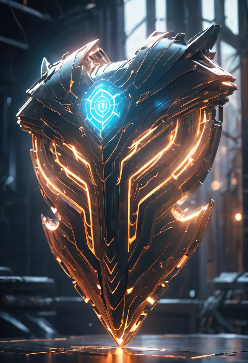 (Legendary Energy Light Shield:1.5),liquid metal,Copper plate engraving,Sci-fi transparent ethereal shield,cyberpunk,Holographic projection,mechanical aesthetics,neon lights,laser light,fluorescence,glow effect,liquid metal,Copper plate engraving,Unreal Engine,