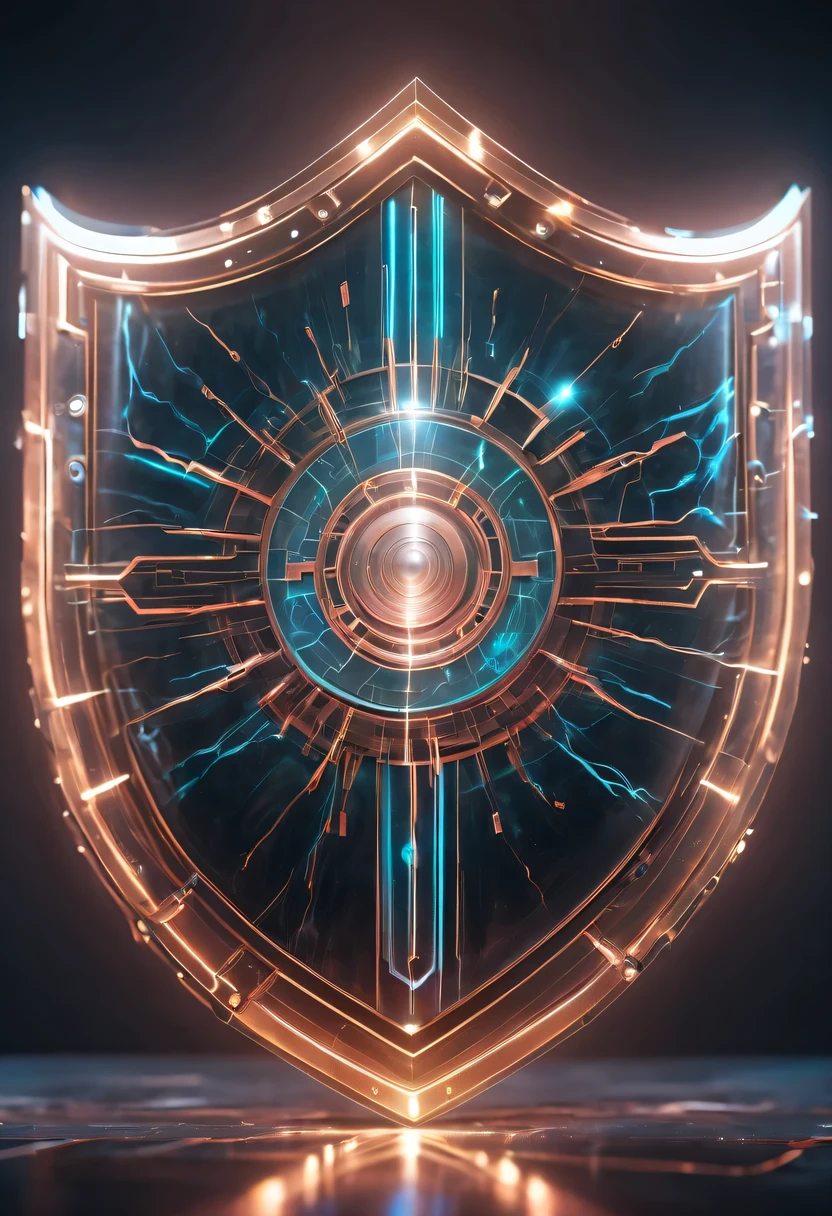 (Legendary Energy Light Shield:1.5),liquid metal,Copper plate engraving,Sci-fi transparent ethereal shield,cyberpunk,Holographic projection,mechanical aesthetics,neon lights,laser light,fluorescence,glow effect,liquid metal,Copper plate engraving,Unreal Engine,