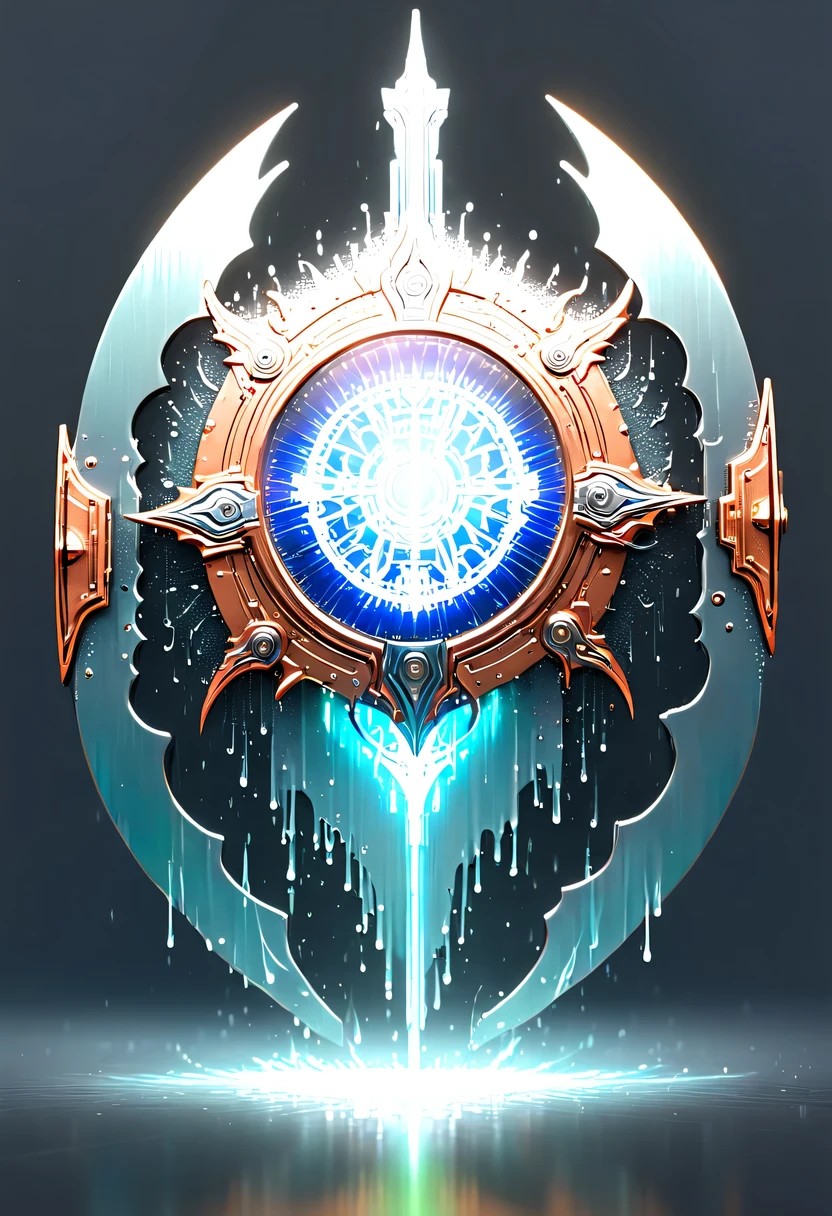 hyper detailed masterpiece,Dynamic,amazing quality,Floating super large ethereal shield,(Legendary Energy Light Shield:1.5),liquid metal,Copper plate engraving,Sci-fi transparent ethereal shield,metallic feel,Retro cyberpunk,Surrealism,The Arthur effect, transparent body, Gradient translucent glass melt, Caustics, transparent glass texture, rainbow colors, Designed by Dietrams, simple, Shine in rich detail, White background, industrial design, Studio lights up, c4d, Overclocked renderer, Clean shadows, 4K,cyberpunk,Holographic projection,fault art,mechanical aesthetics,neon lights,laser light,fluorescence,glow effect,liquid metal,Copper plate engraving,Unreal Engine