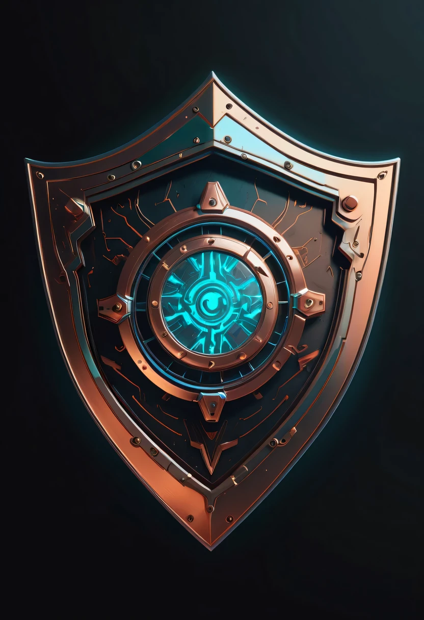 (Legendary Energy Light Shield:1.5)，liquid metal，Copper plate engraving，Sci-fi transparent ethereal shield，cyberpunk，Holographic projection，fault art，mechanical aesthetics，neon lights，laser light，fluorescence，glow effect，liquid metal，Copper plate engraving，Unreal Engine