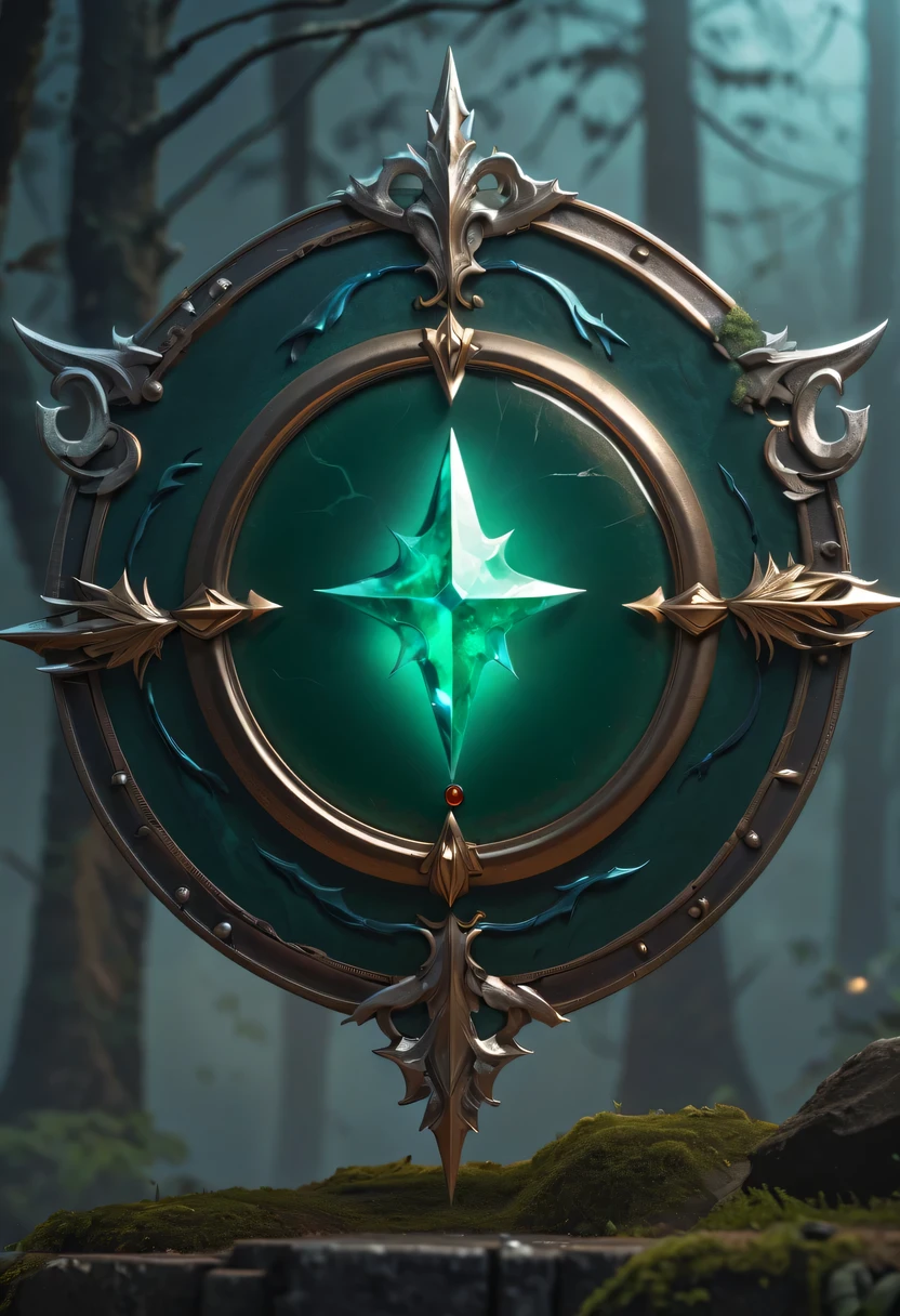 metallic shield,传奇metallic shield,荣耀metallic shield,metallic shield,heavy metal style,metal art,Full metallic luster,Metal texture in the post-industrial era,Alloy wire crafts,crystal,Emerald inlay,well-built,Perfect craftsmanship,Magic lightning background,blue lightning,There are fairies,dark fantasy art,dark fantasy concept art,bloodline concept art,dark concept art,Diablo digital concept art,dark fantasy art style,lineage art,写实dark concept art,dark fantasy art,Onmyoji detail art,Ominous fantasy illustration,(best quality,4K,8k,high resolution,masterpiece:1.2),Super detailed,(actual、Reality、Reality:1.37),landscape、Science fiction、photography、concept artist、high dynamic range、ultra high definition、studio lighting、Super fine、sharp focus、Physical rendering、extremely detailed description、main、bright colors、Bokeh。