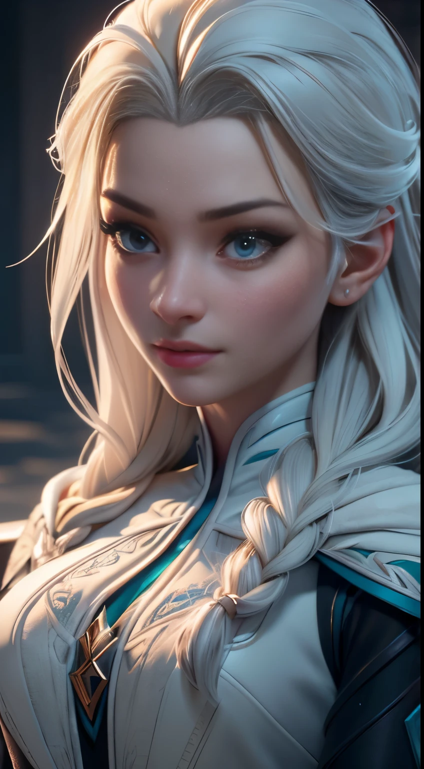 Highly detailed CG unity 8k wallpaper, style shot, complex, high detail, dramatic, highest quality movie still image, very detailed, masterpiece, best quality, character design, Elsa, Elsa from Frozen, (( Dark style)), realistic ultra-detailed rendering style, natural light, sharp character design, (hard focus, 8k), (((natural skin texture))), 8k textures, soft cinematic lighting, adobe lightroom, dark room, hdr, Sophisticated, Elegant, Rich Detail, Sharp Focuilm Look) )), Soothing Tones, Detail Frenzy, Intricate Detail, Super Detail, Low Contrast, Soft Film Lighting, Dull Colors, Exposure Blending, HDR, Fade, 35mm, f/1.4, ISO64, f16, 25 sec.