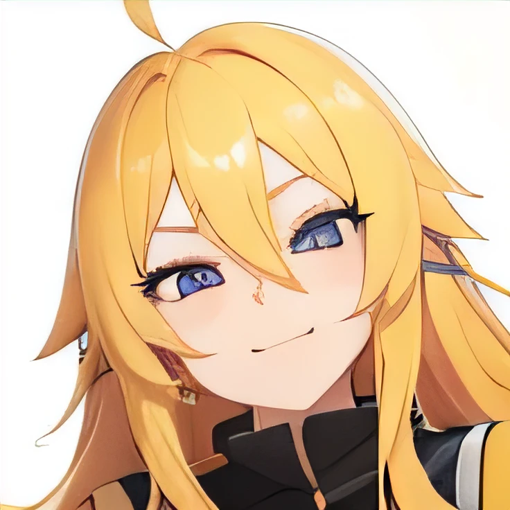 
Make the face of a female anime character with long yellow hair by winking one of her eyes