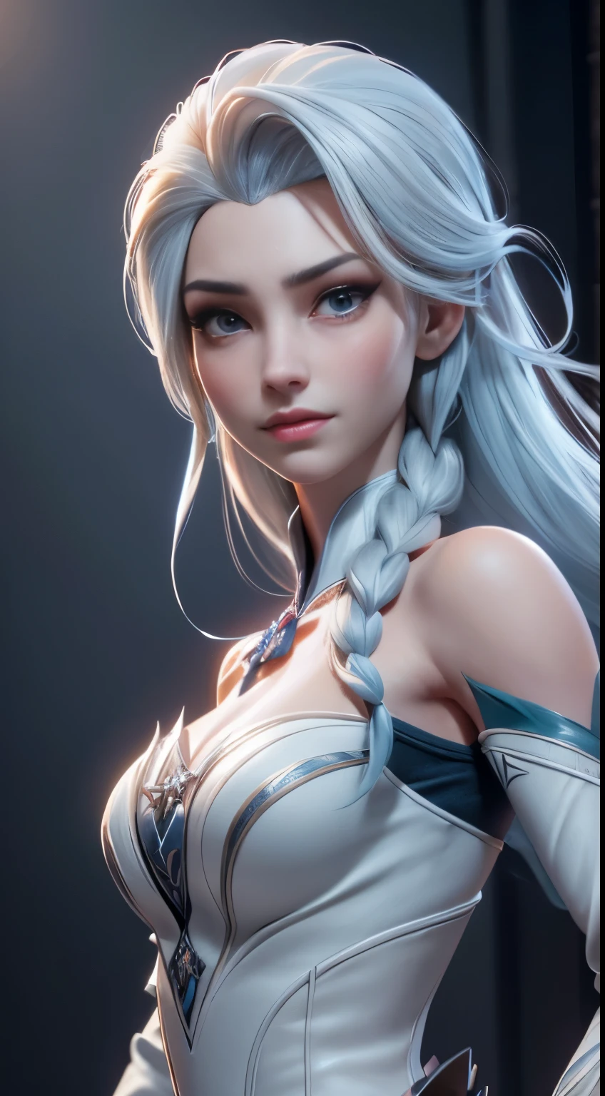 Highly detailed CG unity 8k wallpaper, style shot, complex, high detail, dramatic, highest quality movie still image, very detailed, masterpiece, best quality, character design, Elsa, Elsa from Frozen, (( Dark style)), realistic ultra-detailed rendering style, natural light, sharp character design, (hard focus, 8k), (((natural skin texture))), 8k textures, soft cinematic lighting, adobe lightroom, dark room, hdr, Sophisticated, Elegant, Rich Detail, Sharp Focuilm Look) )), Soothing Tones, Detail Frenzy, Intricate Detail, Super Detail, Low Contrast, Soft Film Lighting, Dull Colors, Exposure Blending, HDR, Fade, 35mm, f/1.4, ISO64, f16, 25 sec.