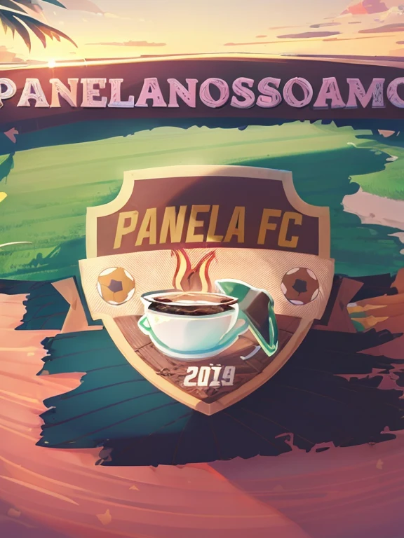 panela fc logo with a soccer ball and a cup of coffee, fanbox, panel, single panel, panini, at instagram, banner, brasil, twitter pfp, by Aniello Falcone, panels, panorama, panavision panaflex, logo, sao paulo, logo, panoramic, sports logo, panaormic, trailer, panavision