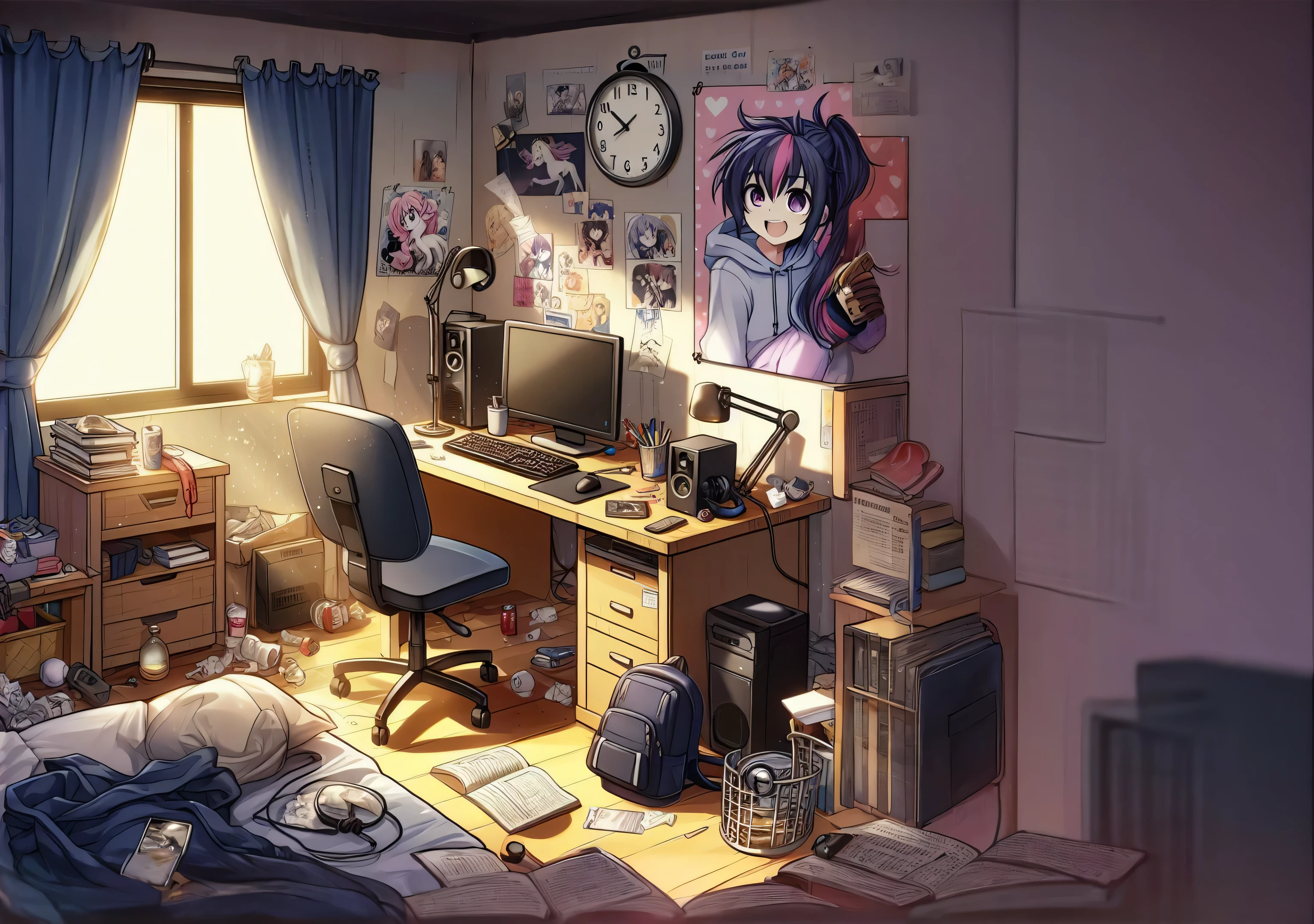 anime draw style, Student room