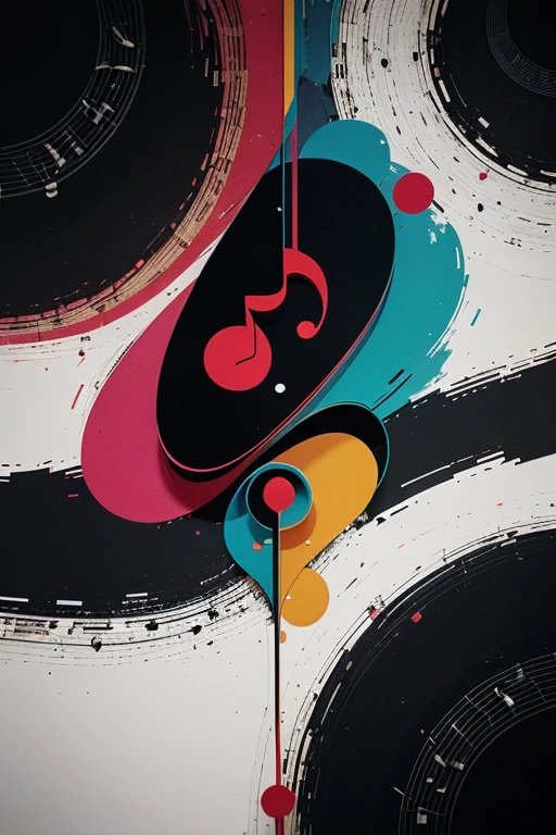 Develop an abstract representation of a melody, usando linhas, shapes and colors to capture the essence of music in a visual way.