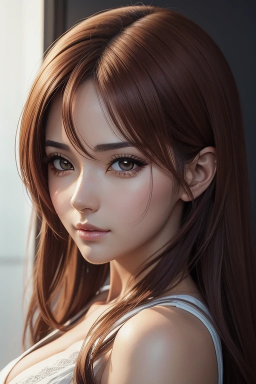 um close up de uma mulher com cabelos ruivos e um colar, arte de anime realista, retrato impressionante do rosto do anime, mulher bonita do anime,  anime bonita, cabelos vermelhos carmesim e olhos vermelhos, cara de anime bonita, retrato bonito do anime, estilo realismo anime, Artgerm. High detail, mulher bonita sedutora do anime, Artgerm extremamente detalhado,  anime, arte de anime