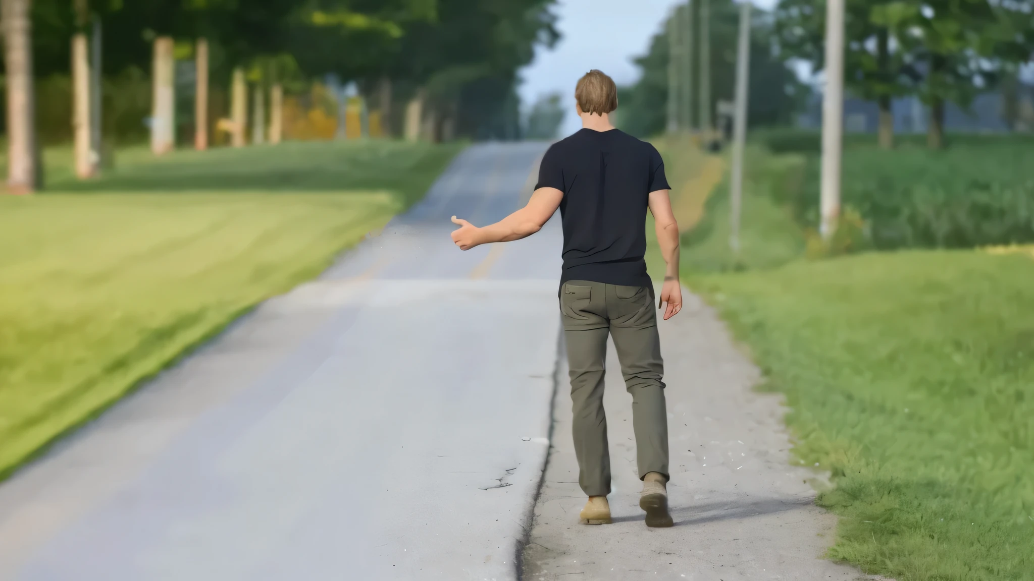 there is a man that is walking down the road with a skateboard, standing in road, man walking, walking away from camera, walking away, standing bravely on the road, walking away from the camera, lonely human walking, without text, walking down a street, walking to the right, on a road, standing in street, artistic interpretation