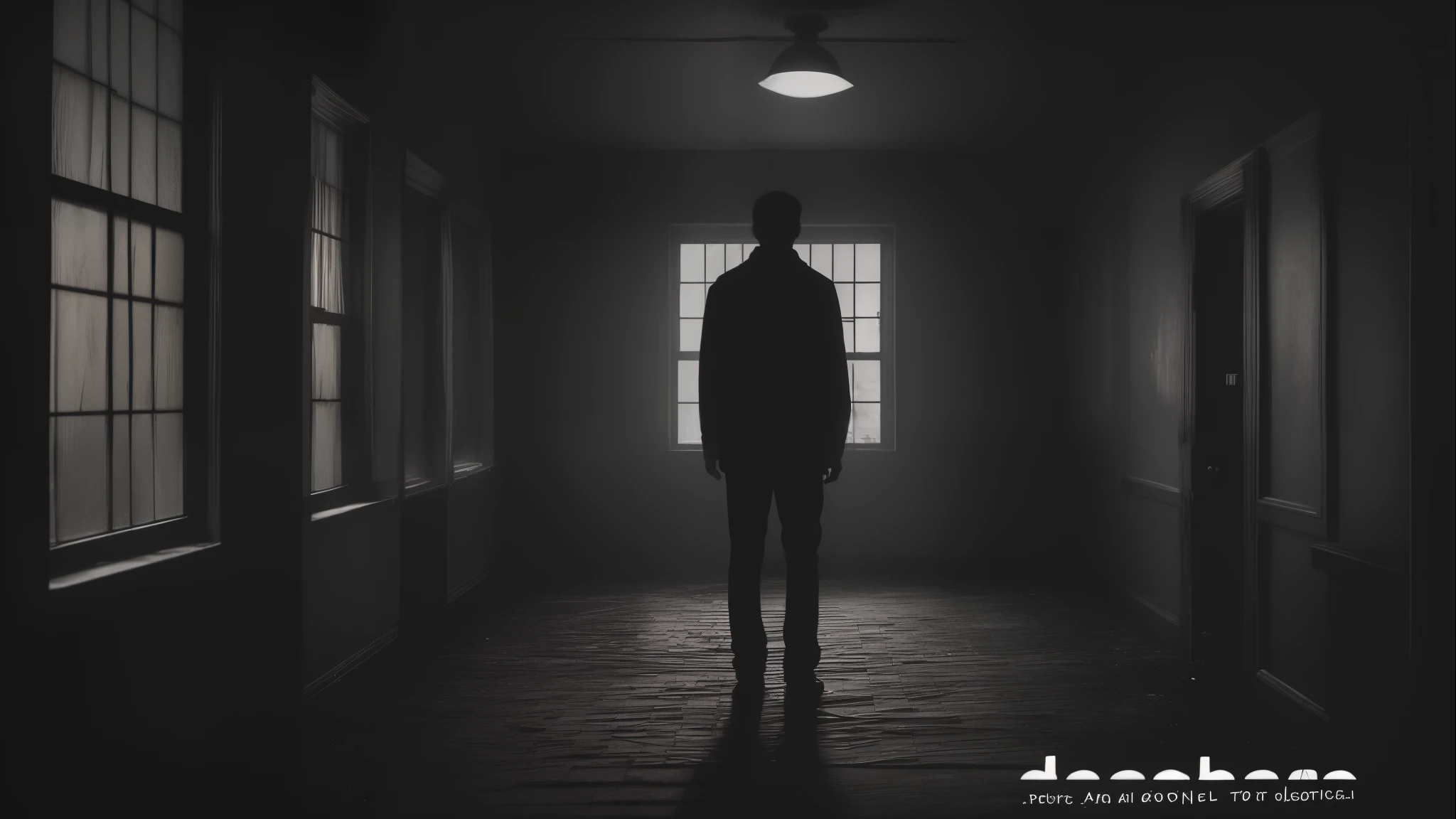a man standing in a dark room with a window and a light, standing in a dimly lit room, shadowy and eerie character, dark eerie photo, shadow filled room with gloomy, eerie person silhouette, dark eerie pic, dark scene with dim light, eerie person, creepy and dramatic atmosphere, mysterious man, dark hazy room, silhouette of a man