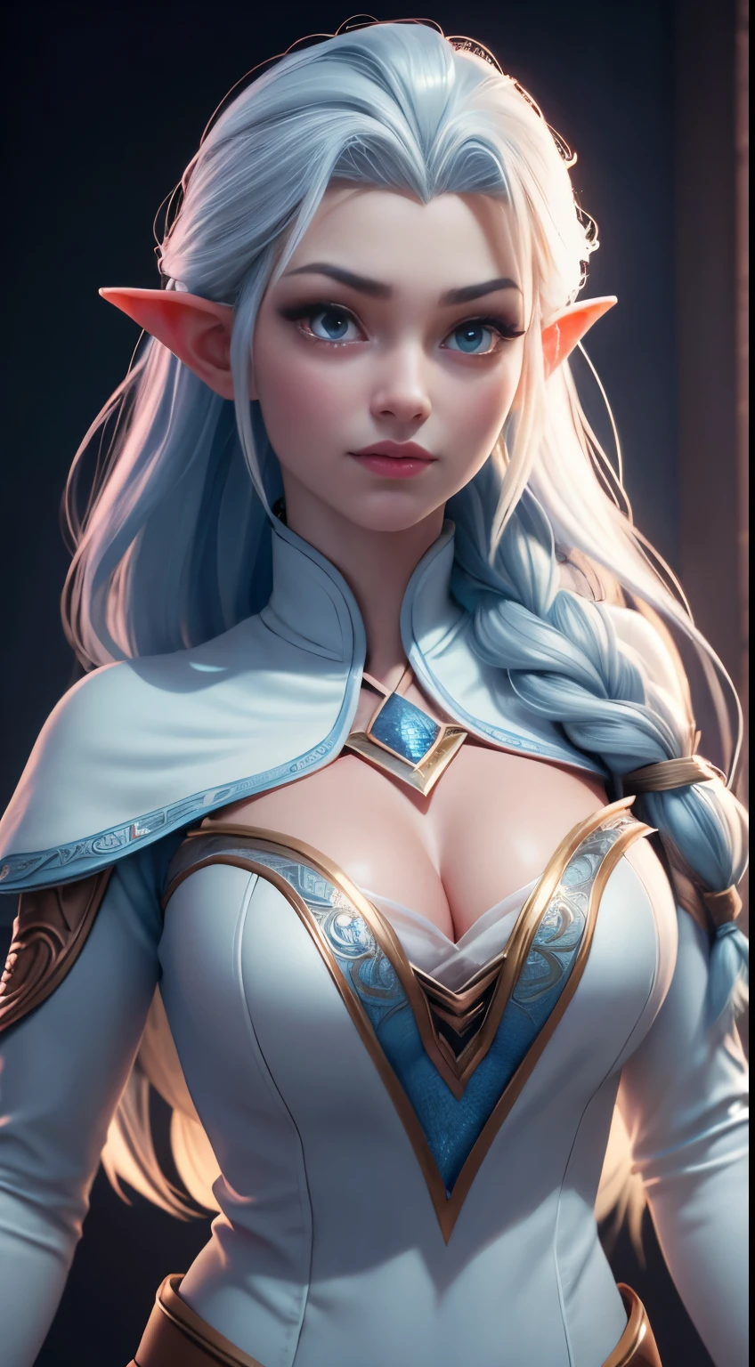 Elfgirl (rose quartz SU-Elsa frozen Disney  mezclando modelos .) (ultra FUSIÓN de cabello blanco y rosado) Highly detailed CG unity 8k wallpaper, style shot, complex, high detail, dramatic, highest quality movie still image, very detailed, masterpiece, best quality, character design, Elsa, Elsa from Frozen,Diamante Rosado fusión (( Dark style)), realistic ultra-detailed rendering style, natural light, sharp character design, (hard focus, 8k), (((natural skin texture))), 8k textures, soft cinematic lighting, adobe lightroom, dark room, hdr, Sophisticated, Elegant, Rich Detail, Sharp Focuilm Look) )), Soothing Tones, Detail Frenzy, Intricate Detail, Super Detail, Low Contrast, Soft Film Lighting, Dull Colors, Exposure Blending, HDR, Fade, 35mm, f/1.4, ISO64, f16, 25 sec.