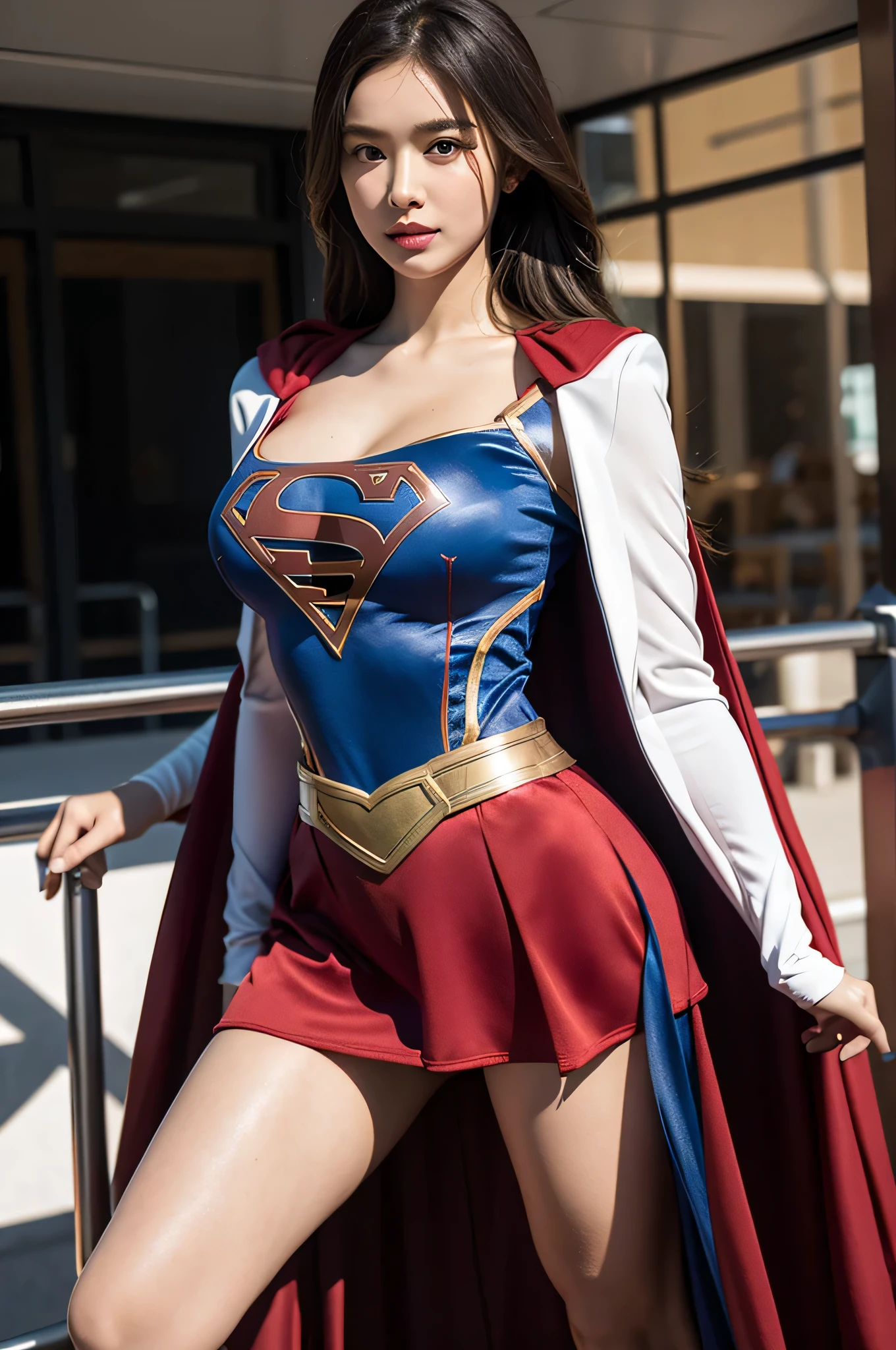Corpo da mulher definir seios grandes, Vestido de fantasia Supergirl