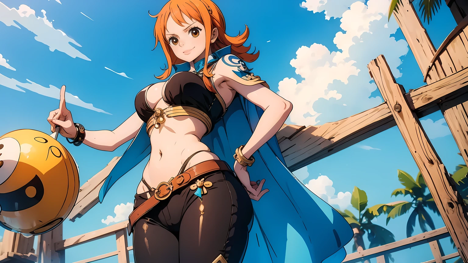nami one piece showing her ass in a pirate outfit