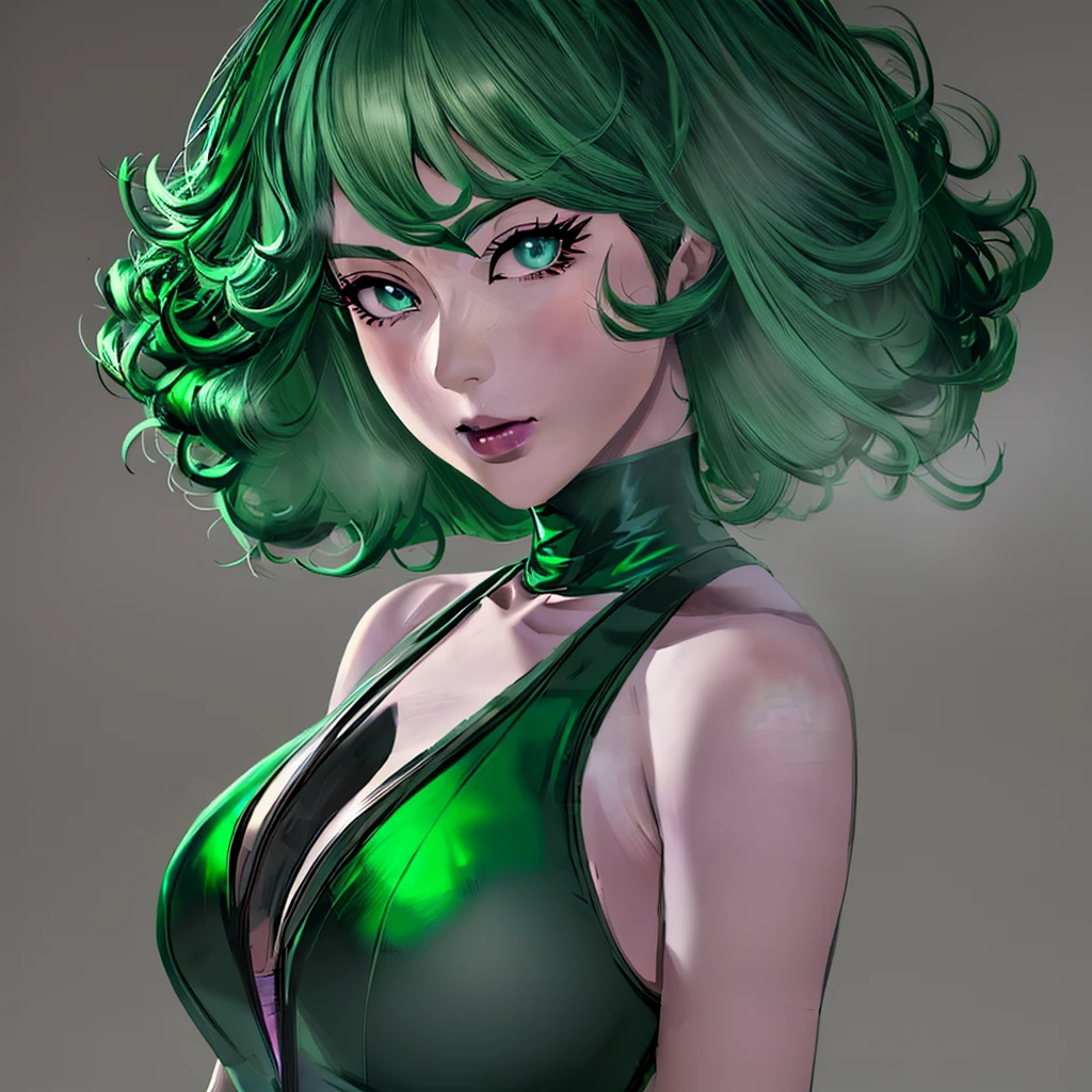 8K, Ultra High Definition, Super detailed, Shiny detailed hair, detailed face, fantasy landscape, solo, looking at viewer, {{best quality}}, {{masterpiece}}, {{ultra-detailed}}, {detailed light}, ultra high quality eyes, detailed eyes, perfect eyes, large eyes, detailed green eyes, green hair, short hair, beautiful, skinny body, white skin, slutty, erotic, suggestive, ((nsfw))