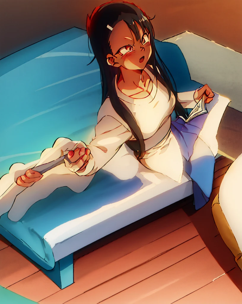 nagatoro hayase, vegeta, husband and wife, affectionate, super affection, house, bed,reading