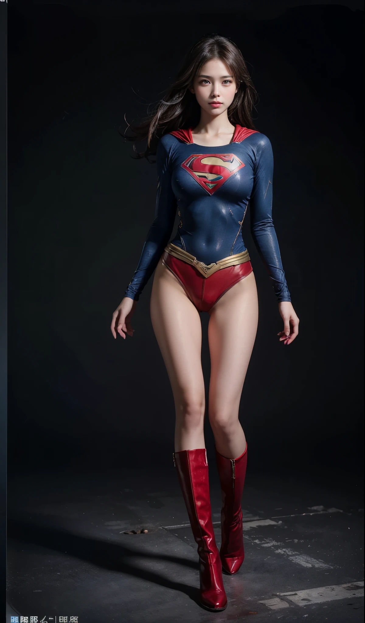 no background、short hair、supergirl costume、Snug costume、(((stretch your legs、tall、Legally express the beauty of your smile)))、((((Get the most out of your original images)))、(((supergirl costume、torn、Tattered、being destroyed)))、(((beautiful hair)))、(((I'm in pain)))、(((Legs must be worn with black tights)))、(((must wear red boots、being destroyed)))、((Highest image quality、8K))、((highest quality、8K、masterpiece:1.3))、(((keep background )))、clear focus:1.2、beautiful woman with perfect figure:1.4、Full of scars、bloody、full of blood、slender abs:1.2、wet body:1.5、Highly detailed face and skin texture、8K